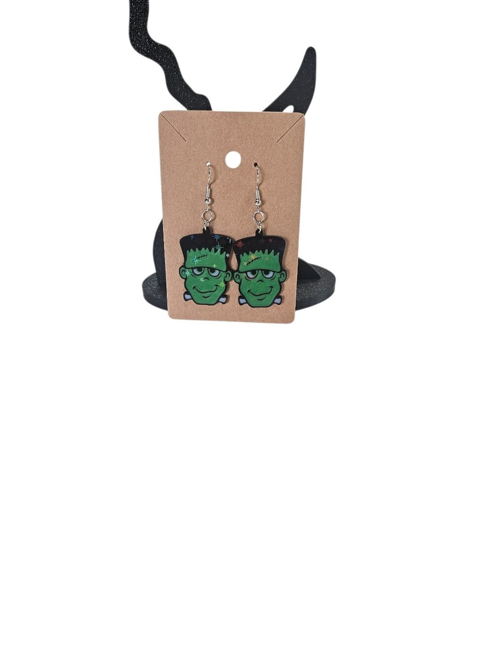 Green Frankenstein Dangle Earrings - Picture 1 of 3